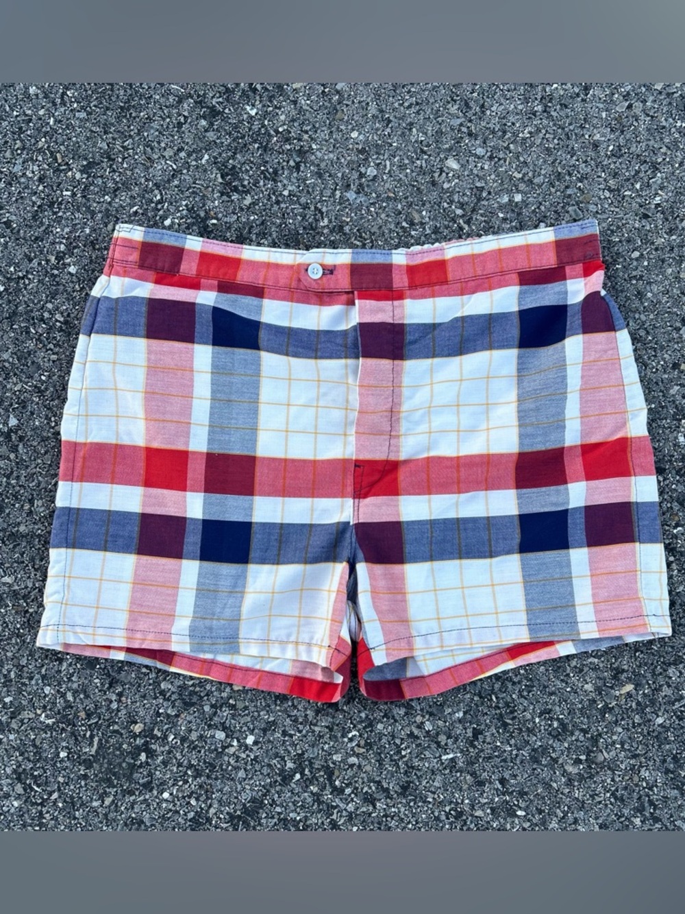 Vintage Sears Roebuck Mens Plaid Shorts Swim Trunks Mesh Lined Union Made 50s